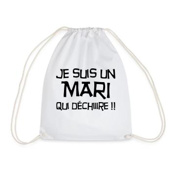 Marriage Wedding Husband Mari Love Mariage Ehemann - Drawstring Bag - white - Front
