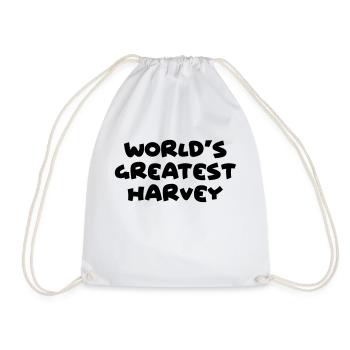 worlds greatest harvey name - Drawstring Bag - white - Front
