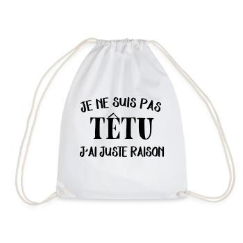 je suis pas tétu - Sac de sport léger - blanc - Devant