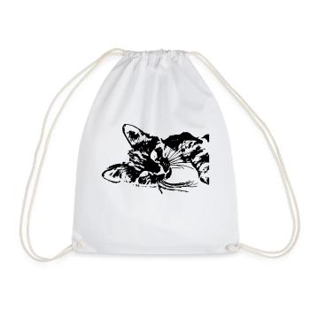 Cat lying - Drawstring Bag - white - Front