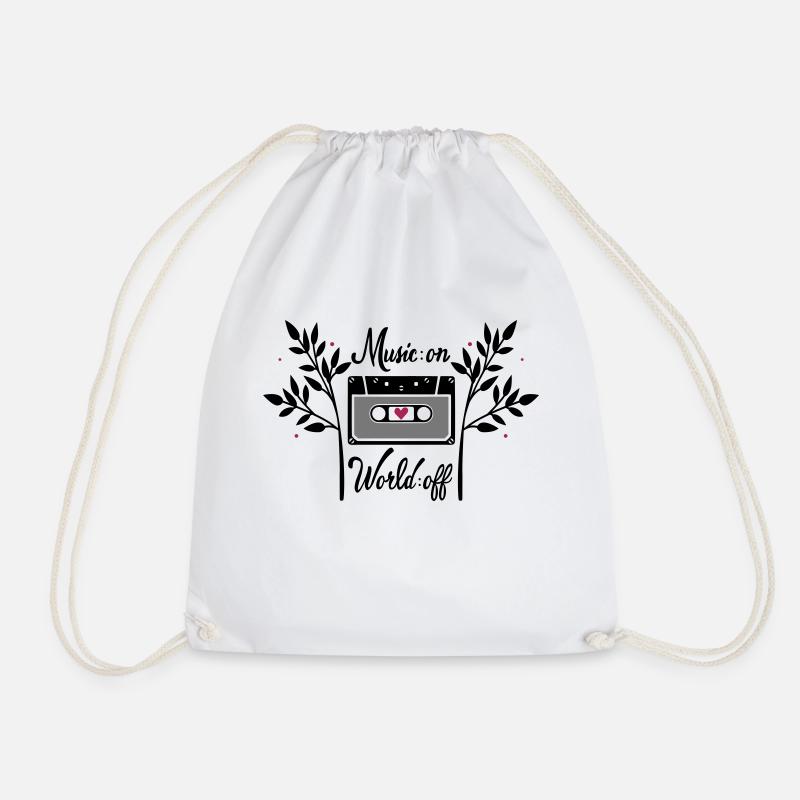 World on Music off - Drawstring Bag - white