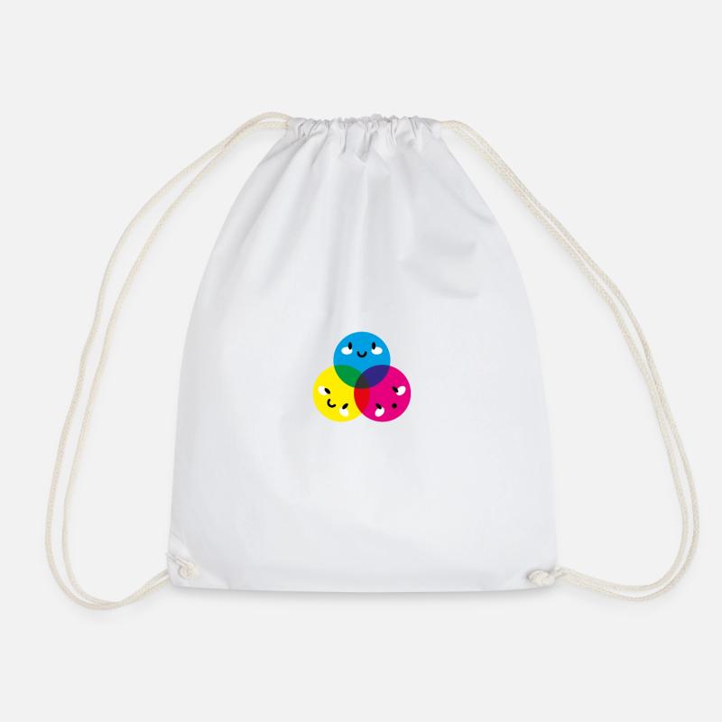 CMYK Circles - Drawstring Bag - white