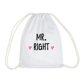Mr. Right wedding gift saying partner look - Drawstring Bag - white - Front