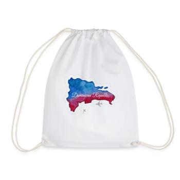 Map blue red Dominican Republic - Drawstring Bag - white - Front