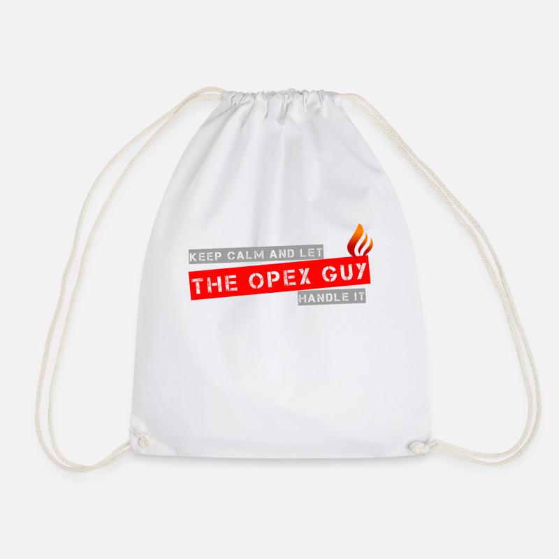 keep calm and let the opex guy handle it - Drawstring Bag - white