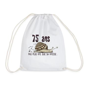 75 ans escargot anniversaire pas plus vite vitesse - Sac de sport léger - blanc - Devant