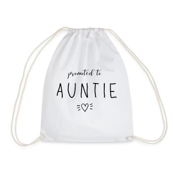 promoted to auntie - Drawstring Bag - white - Front