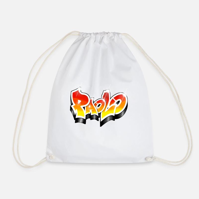 Graffiti name custom Paolo - Drawstring Bag - white