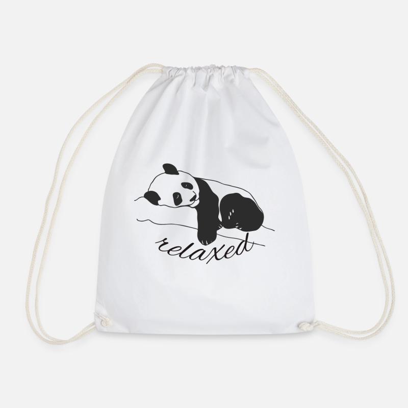 Panda relaxes - Drawstring Bag - white