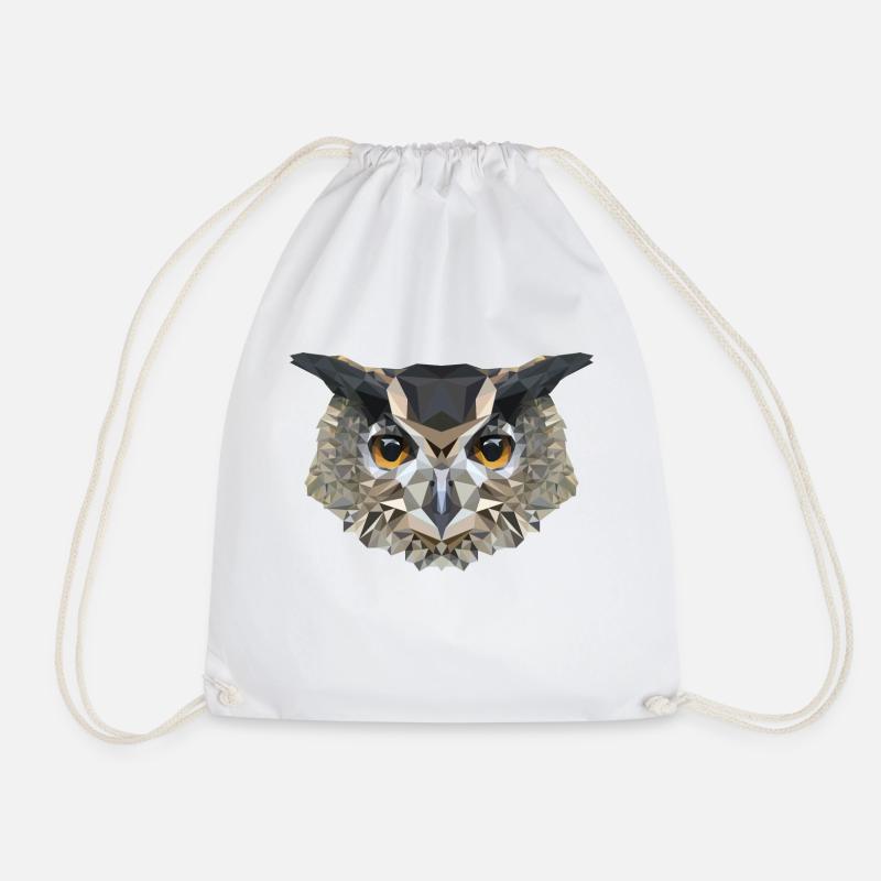 Owl Polygon Owl - Drawstring Bag - white