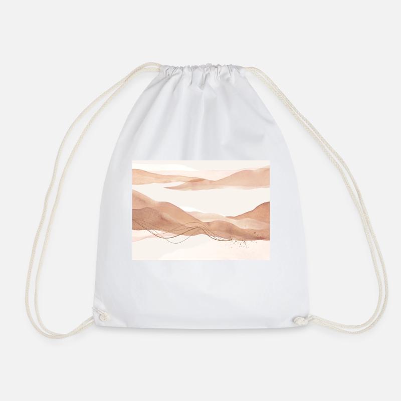 Blush Abstract Landscape - Drawstring Bag - white