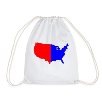 USA Red Blue Map Silhouette - Drawstring Bag - white - Front