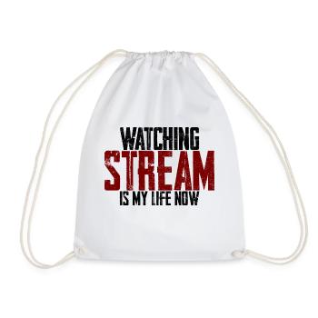 Watching Stream Is My Life Now - Drawstring Bag - white - Front