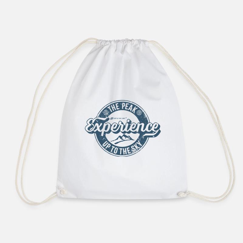 Peak Experience Retro Label - Drawstring Bag - white
