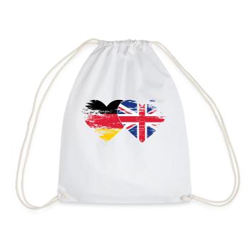 Deutschland Großbritannien Flagge used Herz - Turnbeutel - Weiß - Vorne