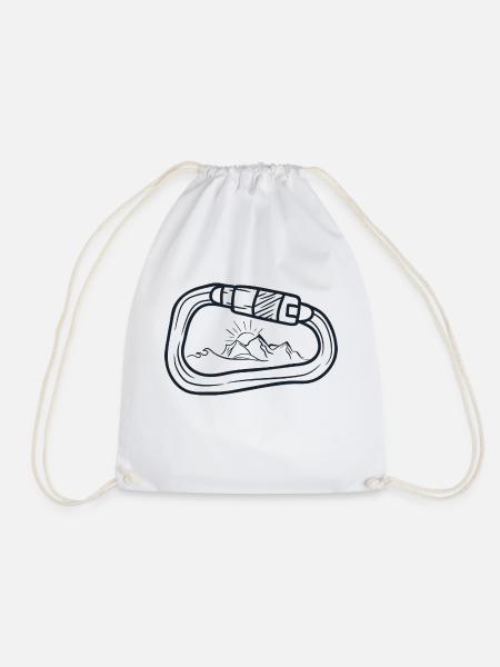 Mountains in a carabiner shirt for climbers - Drawstring Bag - white