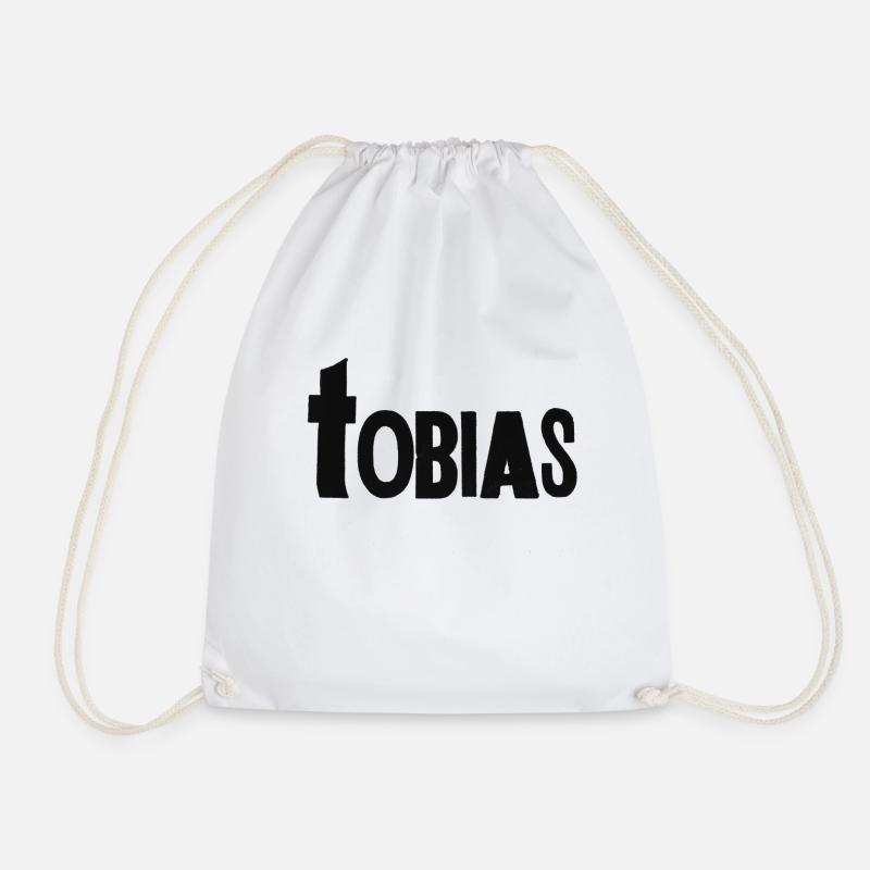 Tobias - Name unqiue Letterpress vintage Design - Drawstring Bag - white