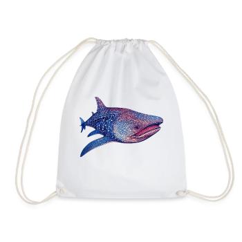 A whale shark is the largest living fish - Drawstring Bag - white - Front