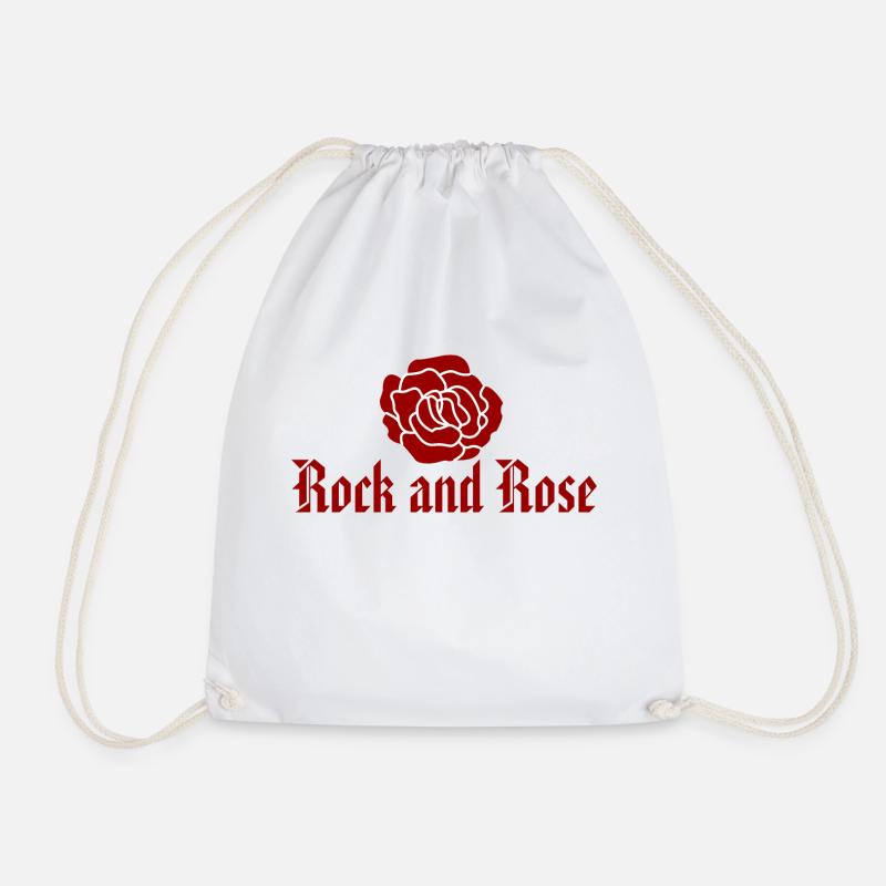 Rock and Rose - Drawstring Bag - white