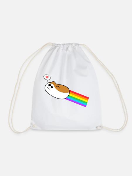 Hamster mit Regenbogen - Turnbeutel - Weiß