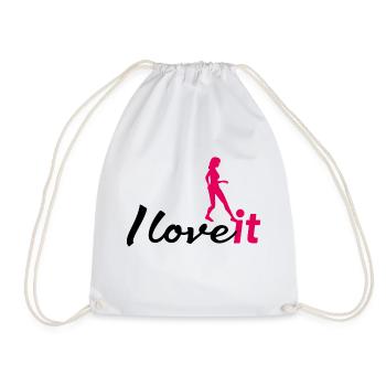 women football i love it - Drawstring Bag - white - Front