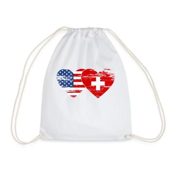 Cœur de drapeau de la Suisse des États-Unis utilisé - Sac de sport léger - blanc - Devant