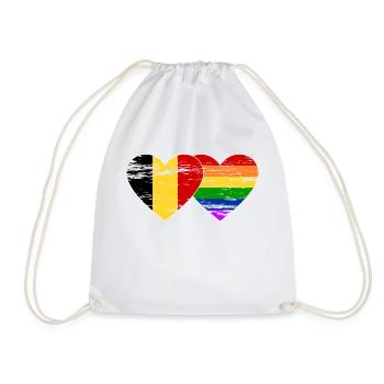Belgien Regenbogen Flagge used - Turnbeutel - Weiß - Vorne