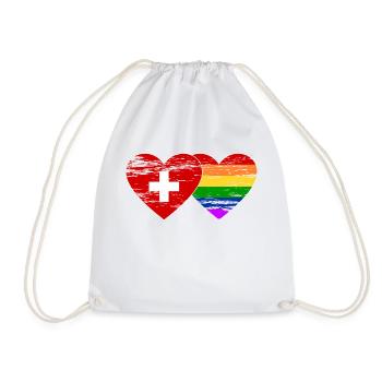 Schweiz Regenbogen Flagge used - Turnbeutel - Weiß - Vorne