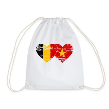 Belgium Vietnam Flag Heart Used - Drawstring Bag - white - Front