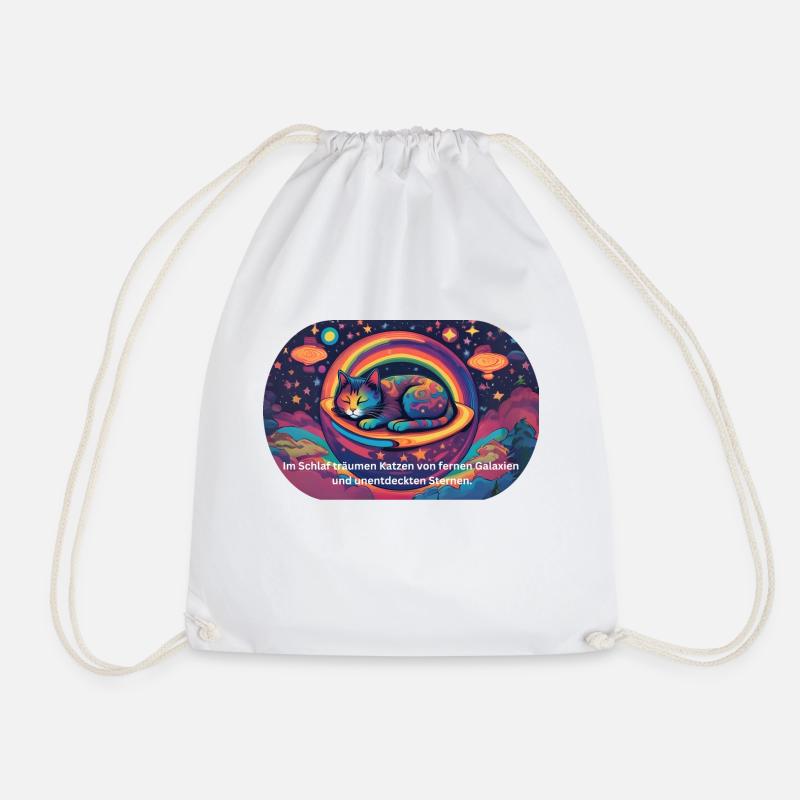 Dreaming Space Paws - Drawstring Bag - white