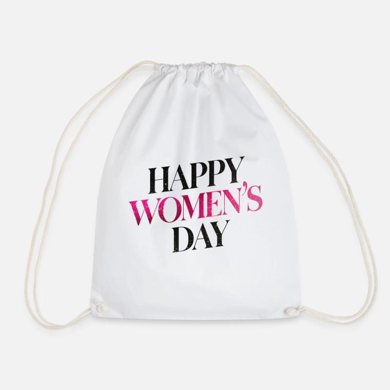 happy women day - Drawstring Bag - white