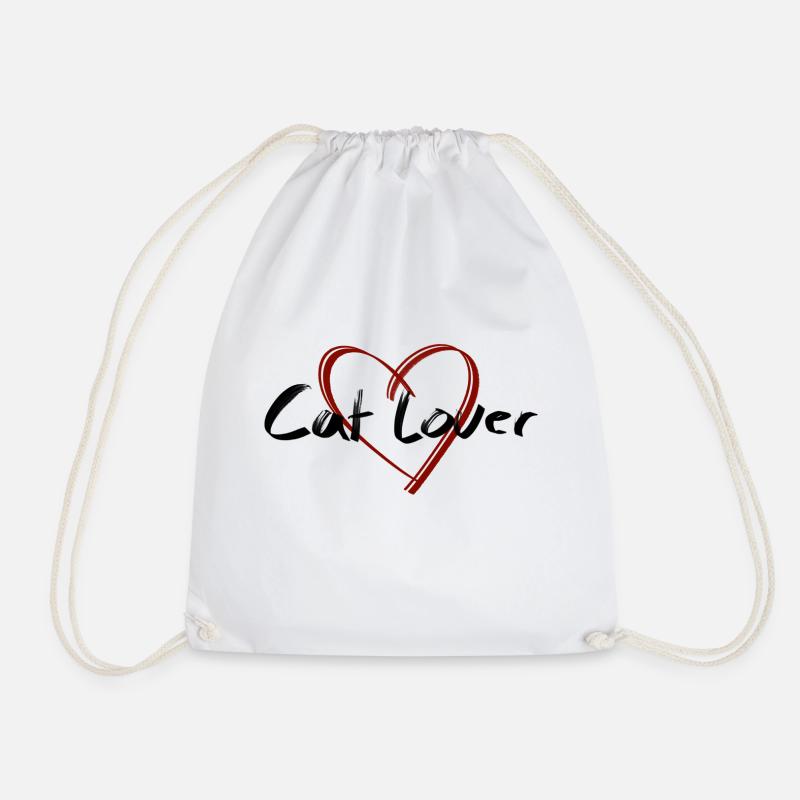 Cat lover Schriftzug mit Herz - Turnbeutel - Weiß