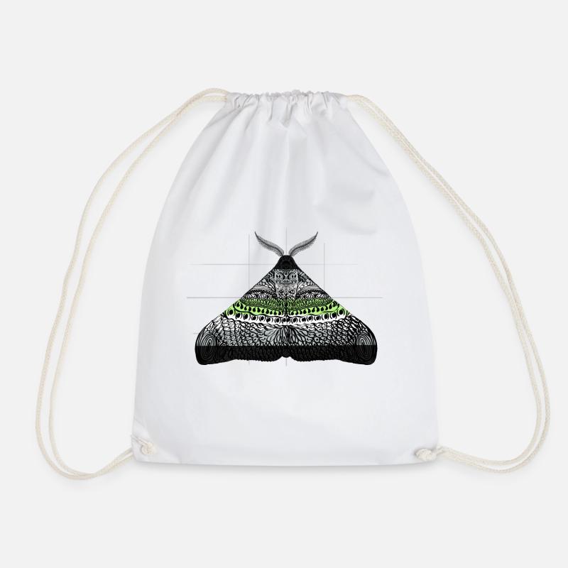 Agender pride moth motif A - Drawstring Bag - white