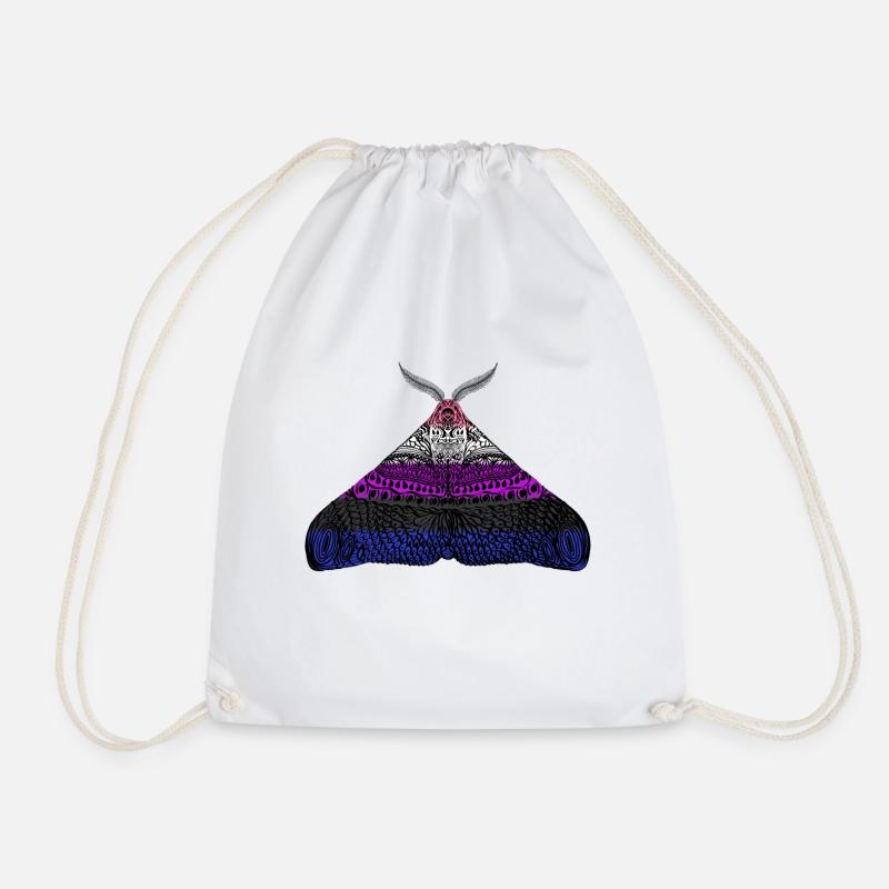 Genderfluid pride moth - Drawstring Bag - white