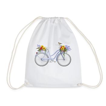 Fahrrad mit Lavendel - Turnbeutel - Weiß - Vorne
