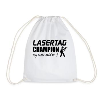 Lasertag Champion My Mum sad so - Turnbeutel - Weiß - Vorne