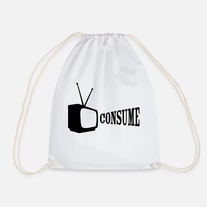 tv consume - Drawstring Bag - white