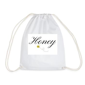 Honey Bee in Elegant Typography and flying Bee - Drawstring Bag - white - Front