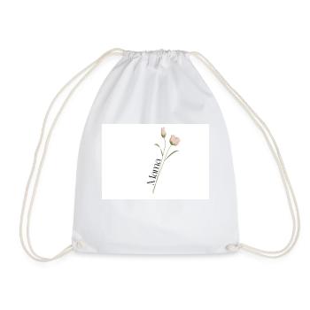 Mama text in elegant font on Flower Stem - Drawstring Bag - white - Front