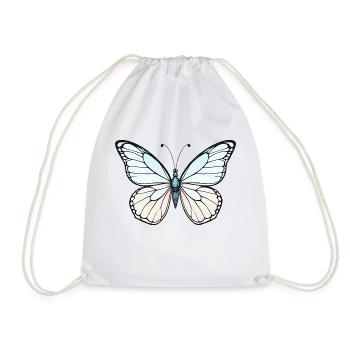 Detaillierter blauer Schmetterling in minimalistischem Design - Turnbeutel - Weiß - Vorne