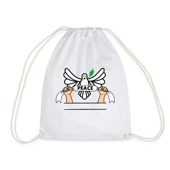 Dove with ribbon peace - Drawstring Bag - white - Front