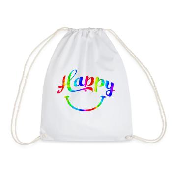 happy quotes positive quote cute love positivity - Drawstring Bag - white - Front