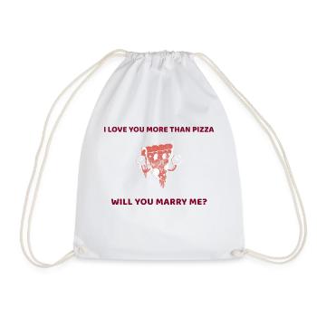 I love you more than pizza proposal shirt - Drawstring Bag - white - Front