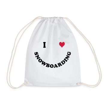 I love Snowboarding - Drawstring Bag - white - Front