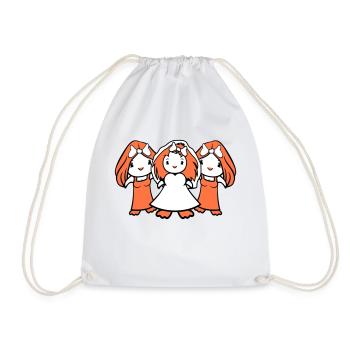 3 Birds Team Bride Girls Three Girlfriends Wedding - Drawstring Bag - white - Front