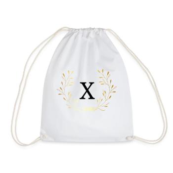 Letter x Gold Floral Crown - Drawstring Bag - white - Front