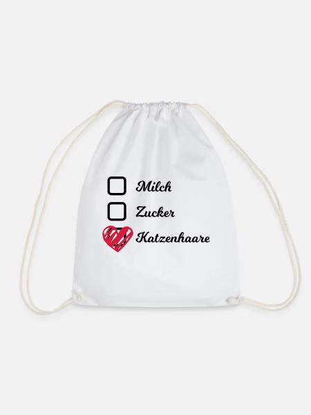 Mlich Zucker Katzenhaare Kaffee Becher Kater - Turnbeutel - Weiß