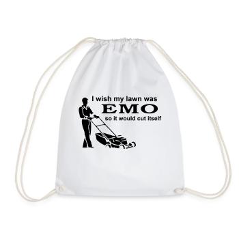 I Wish My Lawn Was Emo So It Would Cut Itself - Drawstring Bag - white - Front