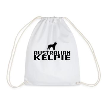 AUSTRALIAN KELPIE dog - Drawstring Bag - white - Front