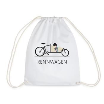 Cargo bike racing car - Drawstring Bag - white - Front